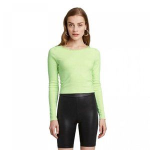 NWT Wild Fable Long Sleeve Ribbed Crop Top Neon Green XLarge